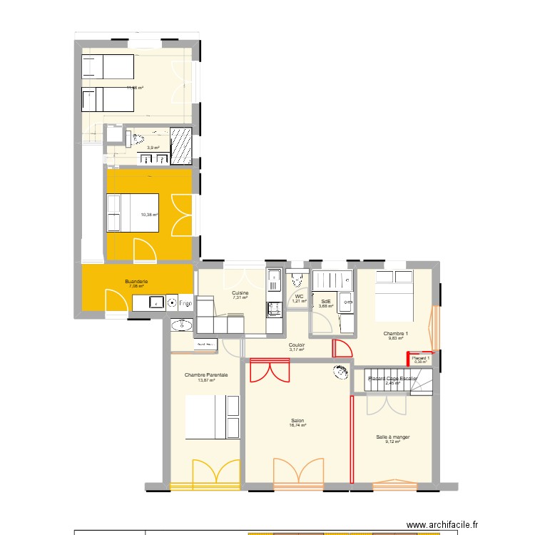 Saint-Brévin - Extension V6. Plan de 14 pièces et 101 m2