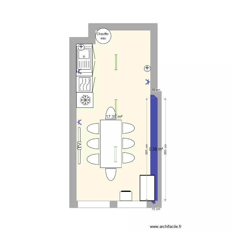 Bureau Arolles A - cuisine cot&eacute;. Plan de 0 pièce et 0 m2