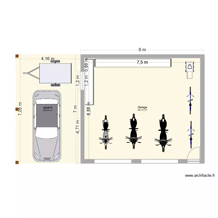 garage + appenti. Plan de 2 et 78 m² garage + appenti. Plan de 2 et 78 m²