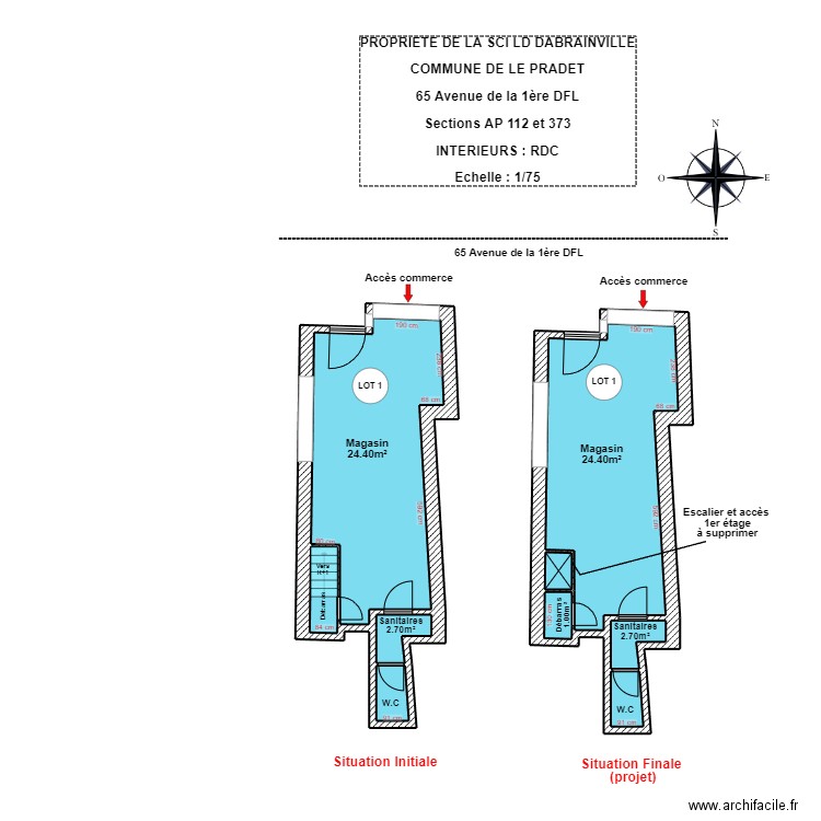 SCI LD DABRAINVILLE RDC. Plan de 9 pièces et 60 m2