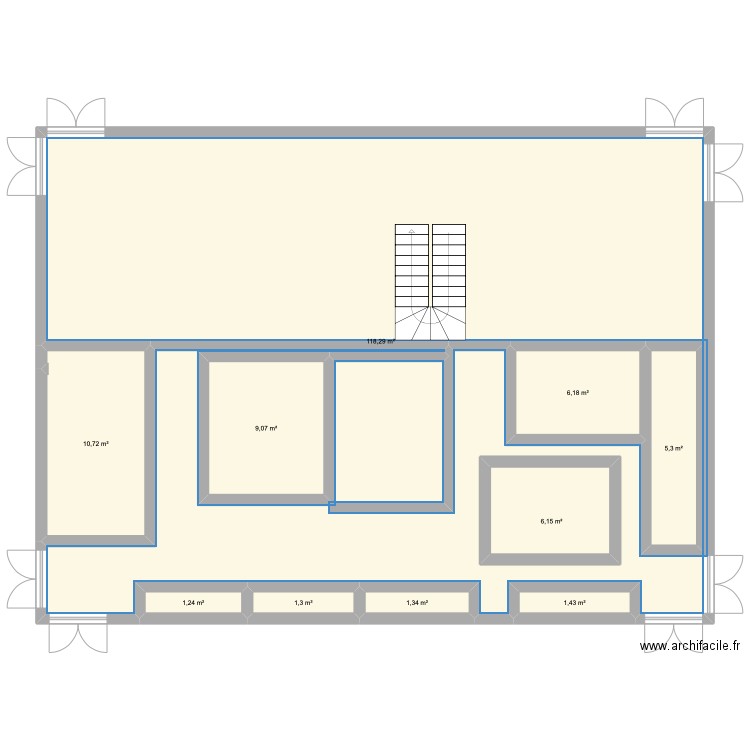 Galerie Lafayette. Plan de 10 pièces et 170 m2