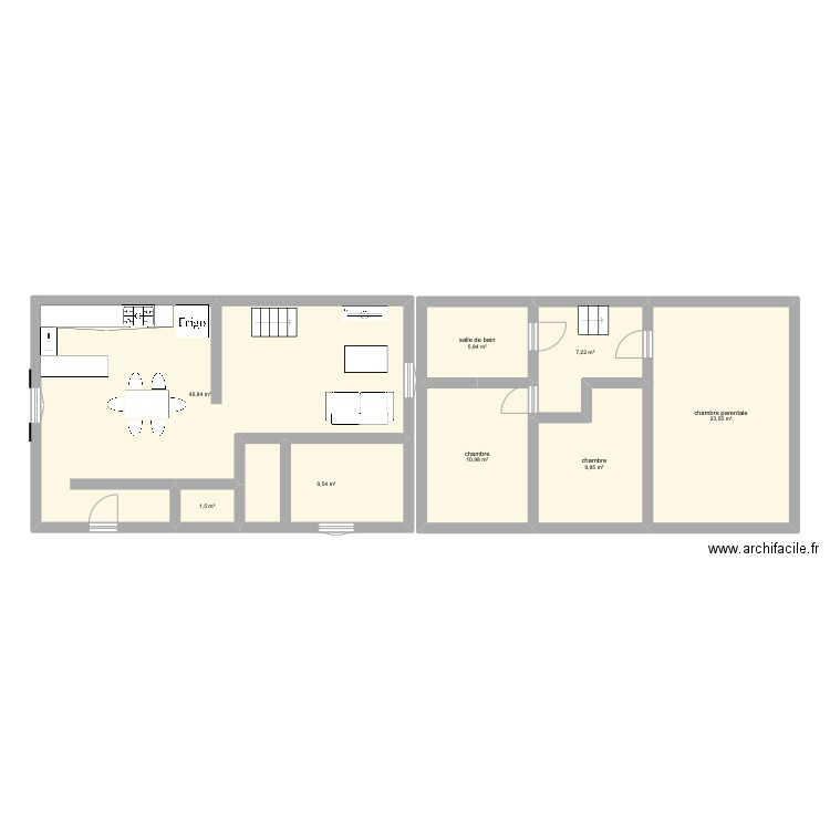 futur casa. Plan de 8 pièces et 115 m2