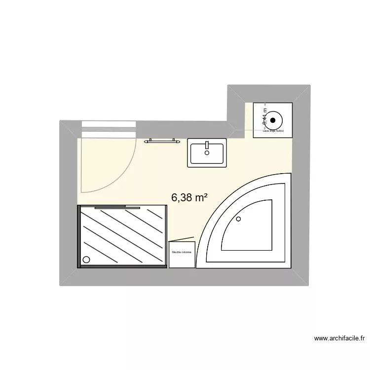 SALLE DE BAIN2. Plan de 1 Pièce et 6 m² SALLE DE BAIN2. Plan de 1 Pièce et 6 m²