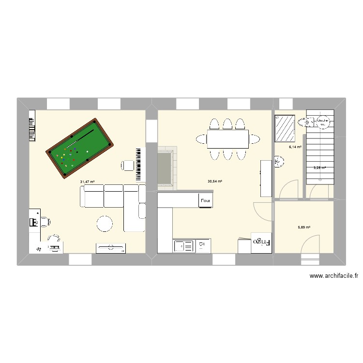 TITI. Plan de 5 pièces et 77 m2