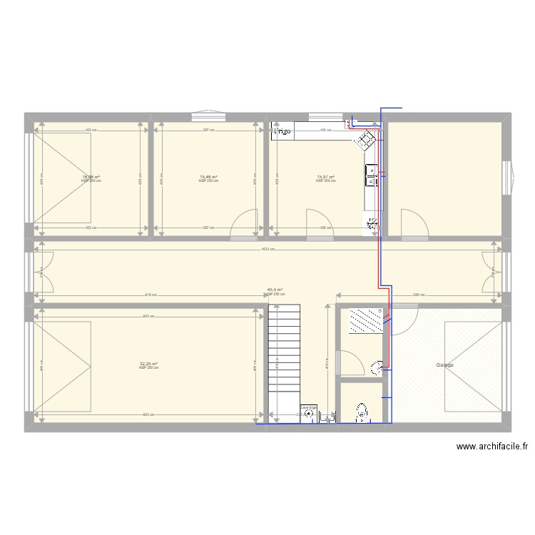 Mekadem. Plan de 6 pièces et 81 m2