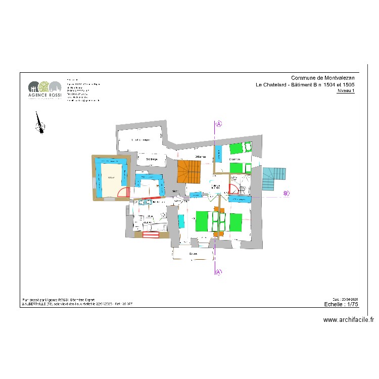 variante etage 2 CH le chatelard geometre. Plan de 1 pièce et 10 m2