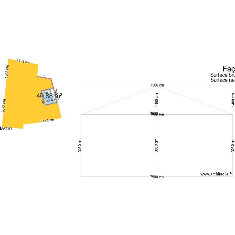 garage fricaudiere. Plan de 1 pièce et 41 m2