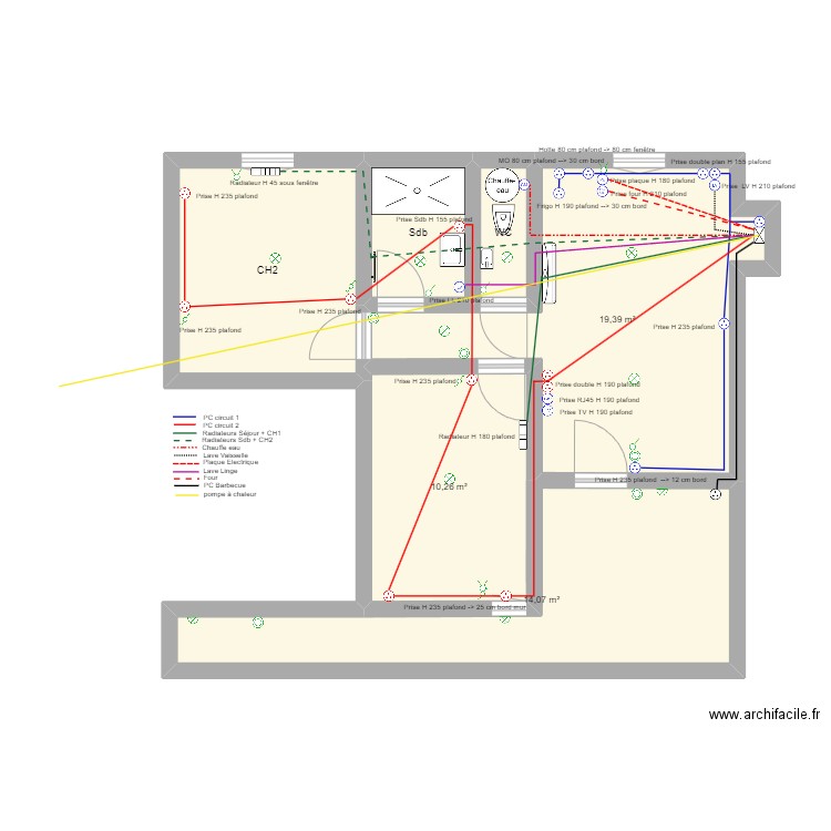 Electricité Gite 2. Plan de 0 pièce et 0 m2