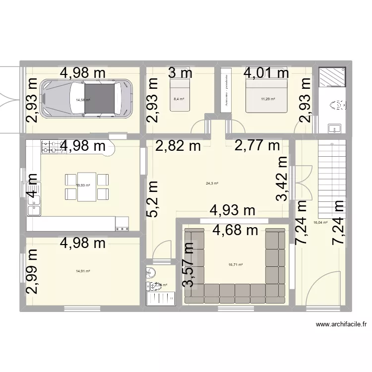 Plan Latifa. Plan de 9 Pièces et 129 m² Plan Latifa. Plan de 9 Pièces et 129 m²