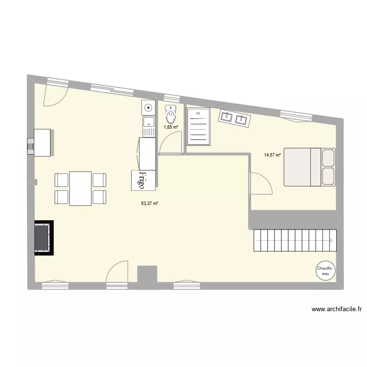maison rdc fini. Plan de 3 Pièces et 70 m² maison rdc fini. Plan de 3 Pièces et 70 m²