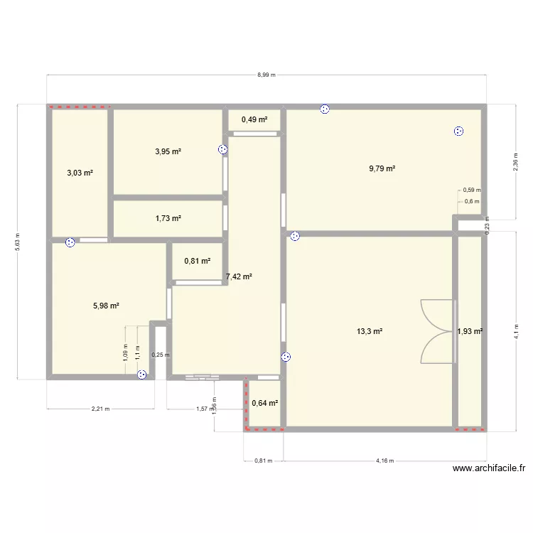 appart. Plan de 11 pièces et 49 m²
