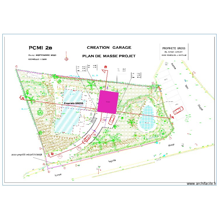 Implantation Garage MG. Plan de 0 pièce et 0 m2