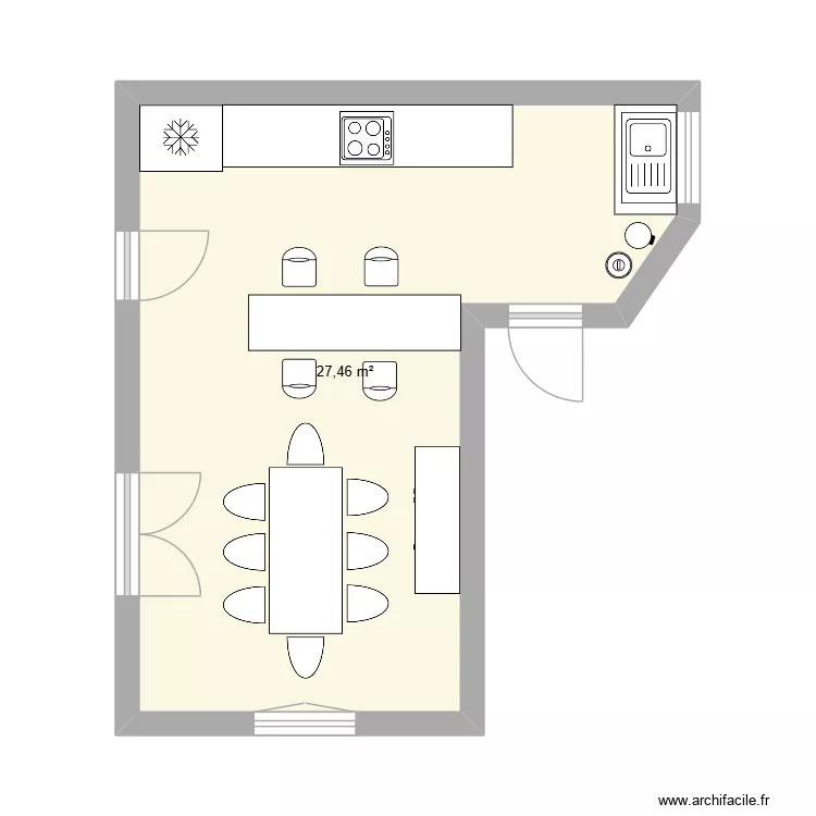Cuisine Saint martin V0. Plan de 1 et 27 m² Cuisine Saint martin V0. Plan de 1 et 27 m²