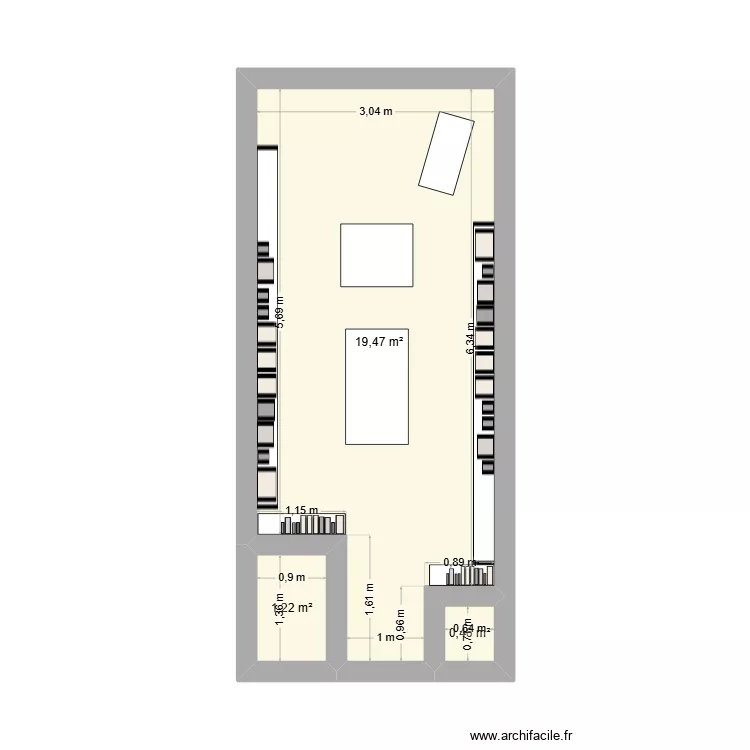 librairie MINAGE. Plan de 3  et 21 m²