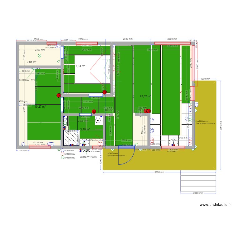 Наталья Пушкино эл ТП. Plan de 6 pièces et 63 m2