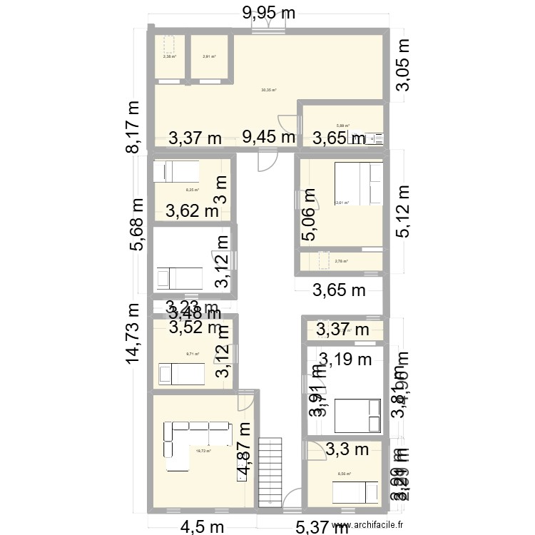 Plan_Maison_assane. Plan de 11 pièces et 106 m2
