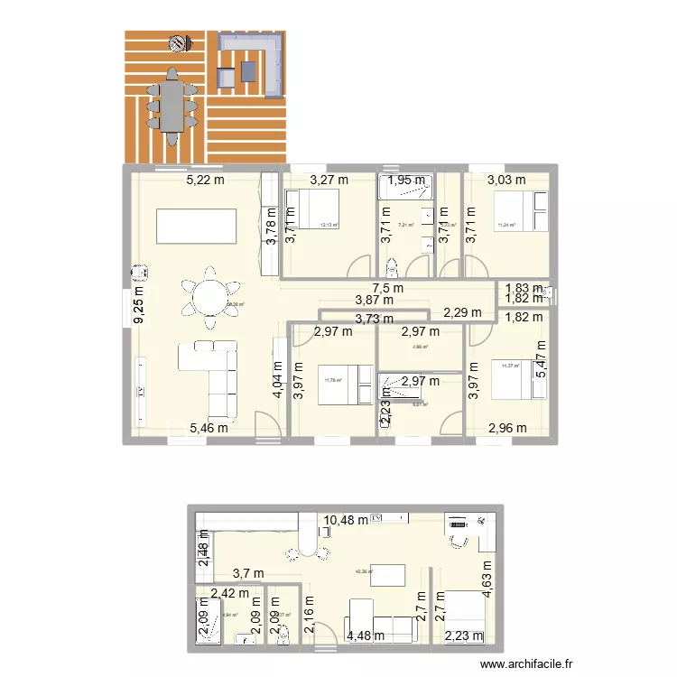 Projet Yann Version Simple. Plan de 13 et 179 m² Projet Yann Version Simple. Plan de 13 et 179 m²