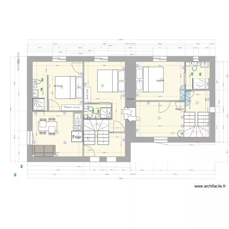 cc4-LOGEMENT ETUDIANT- electricite. Plan de 5 Pièces et 73 m² cc4-LOGEMENT ETUDIANT- electricite. Plan de 5 Pièces et 73 m²