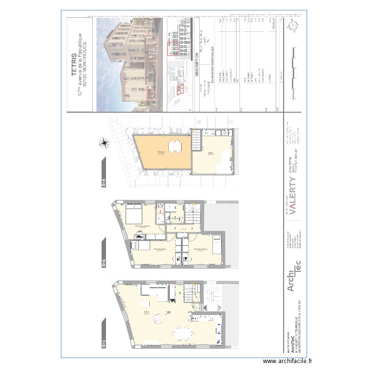 Tetris. Plan de 13 pièces et 131 m2