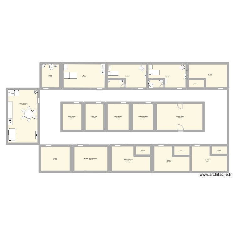 Plan Service de soins. Plan de 21 pièces et 269 m2