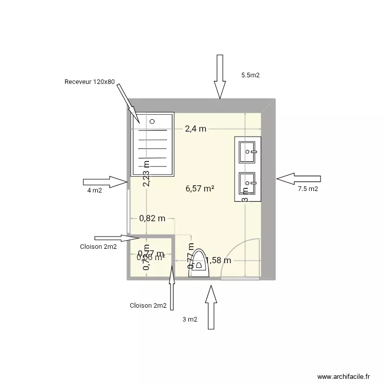 Didier 1. Plan de 2  et 7 m²