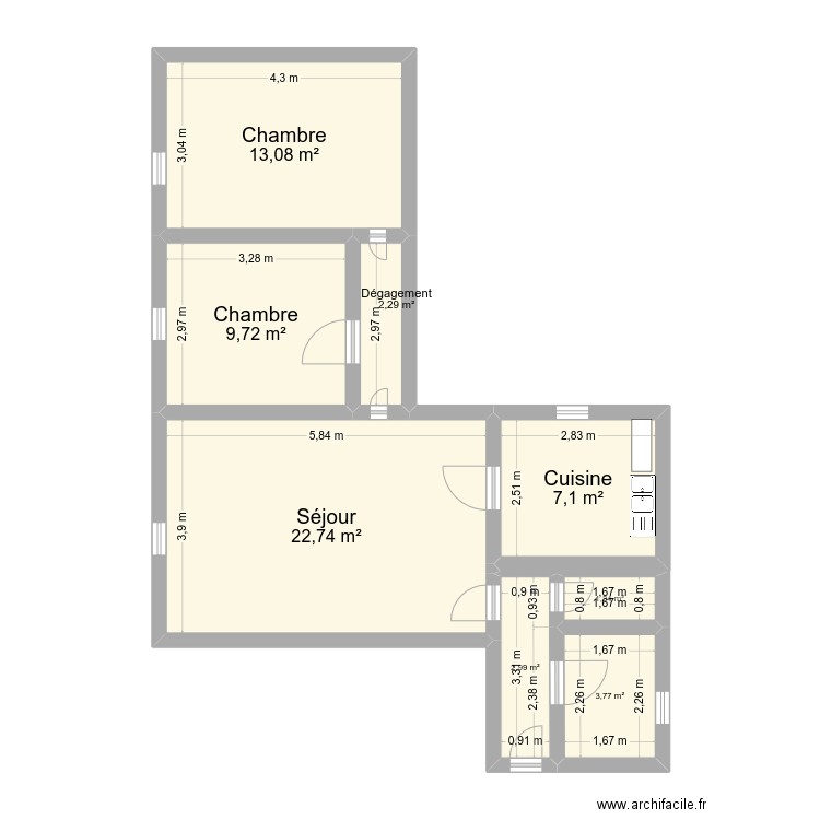 UI 1138. Plan de 8 pièces et 63 m2