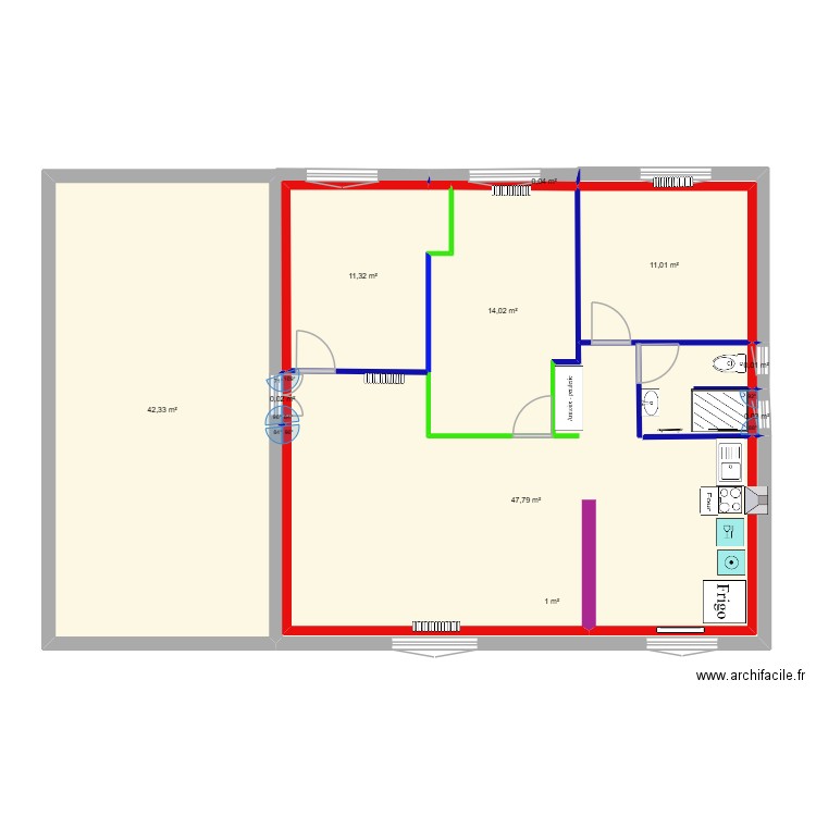 13 pierres modif. Plan de 10 pièces et 128 m2