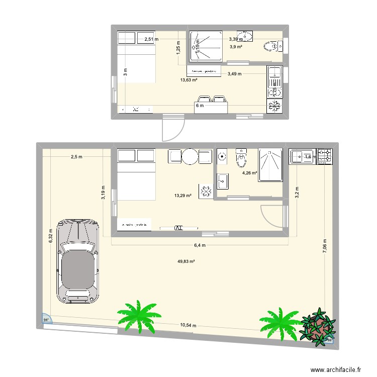 Projet final. Plan de 5 pièces et 85 m2