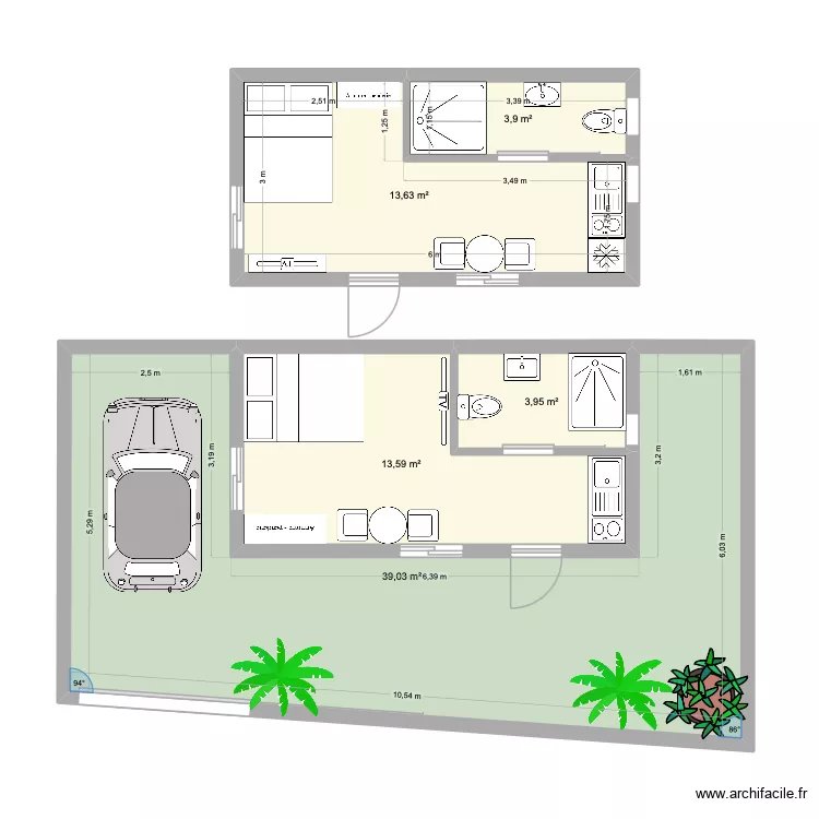 Projet final. Plan de 5  et 74 m²