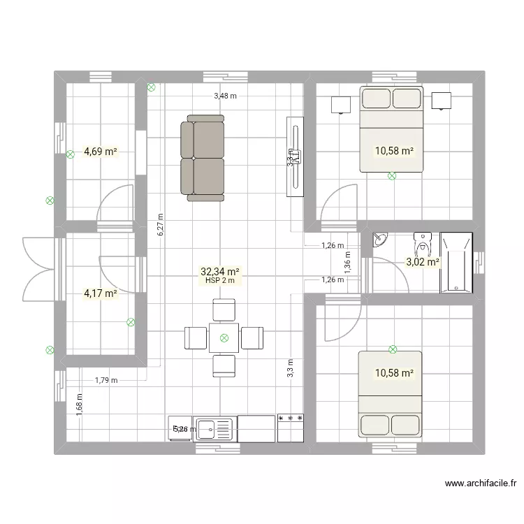 House. Plan de 6 et 65 m² House. Plan de 6 et 65 m²