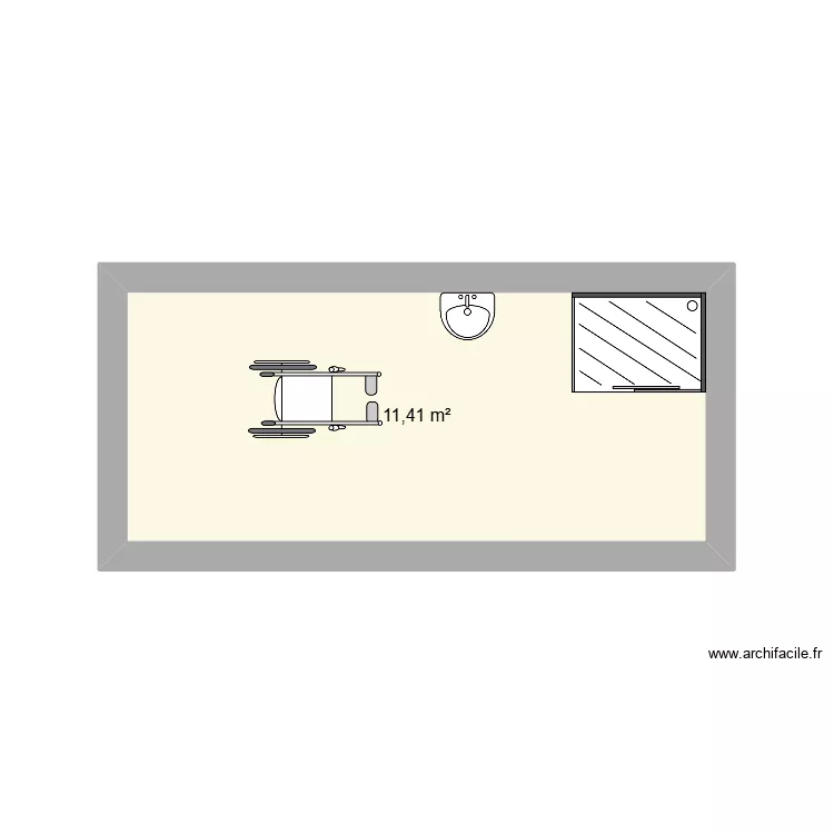 salle de bain. Plan de 1  et 11 m²