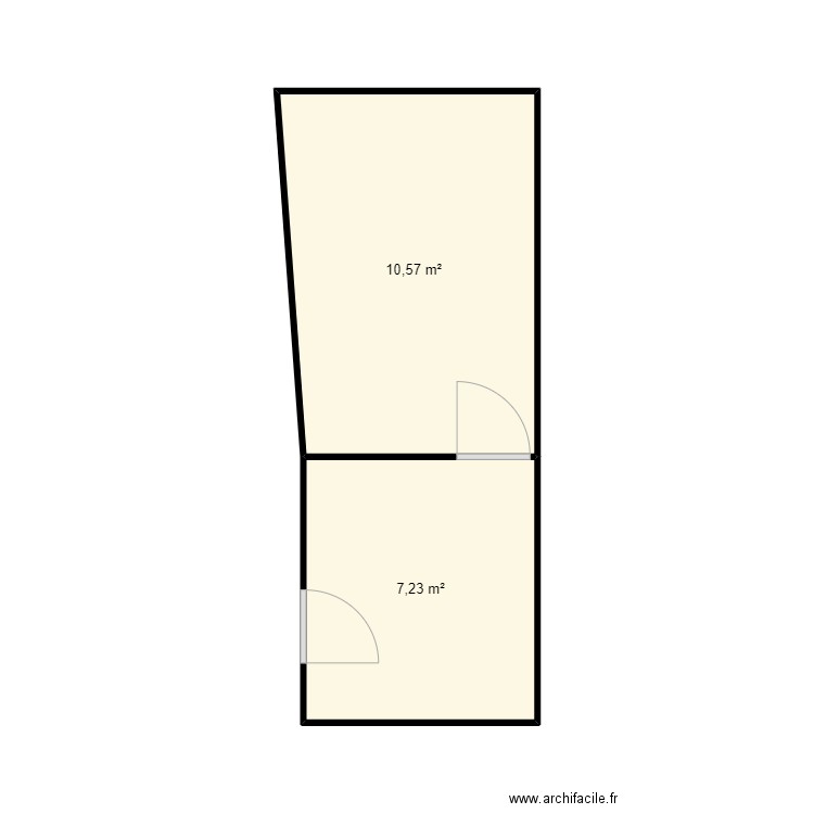 BAR  . Plan de 2 pièces et 18 m2