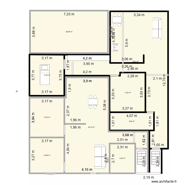 bvd soult. Plan de 9  et 177 m²