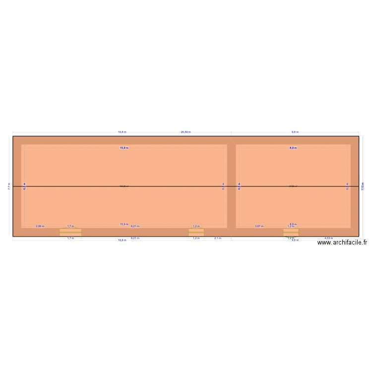 Etage - Ecurie. Plan de 2 pièces et 161 m2