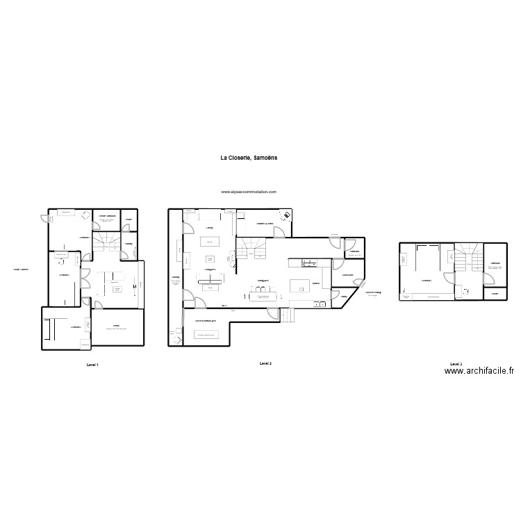 Closerie. Plan de 18 pièces et 209 m2