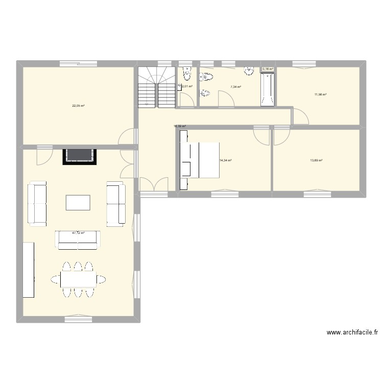 chaudon. Plan de 9 pièces et 135 m2