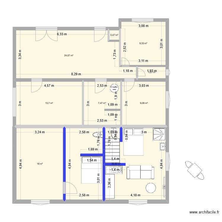 9 stade villa aiguillon avec 2 studios. Plan de 9 pièces et 115 m2