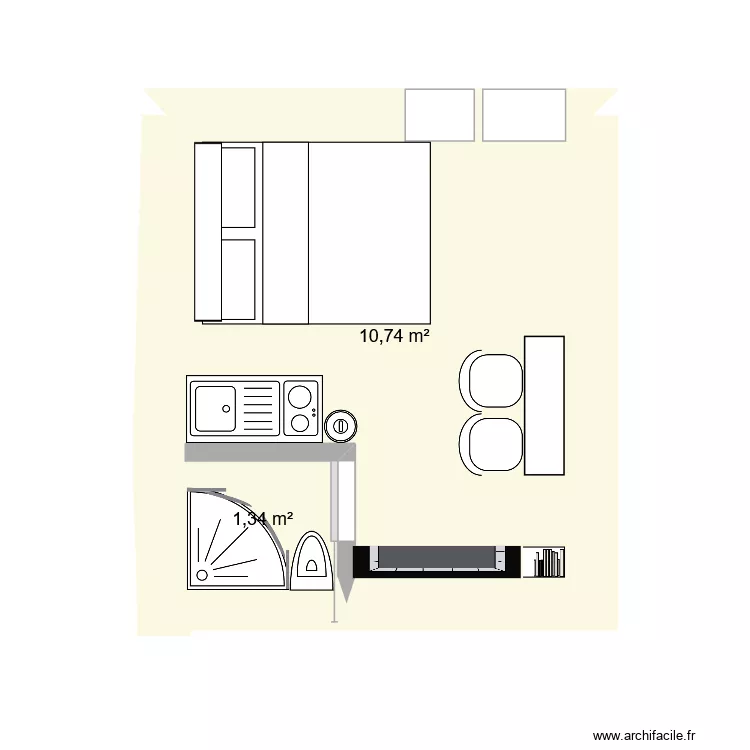 rdc studio airbnb2. Plan de 2 et 12 m² rdc studio airbnb2. Plan de 2 et 12 m²