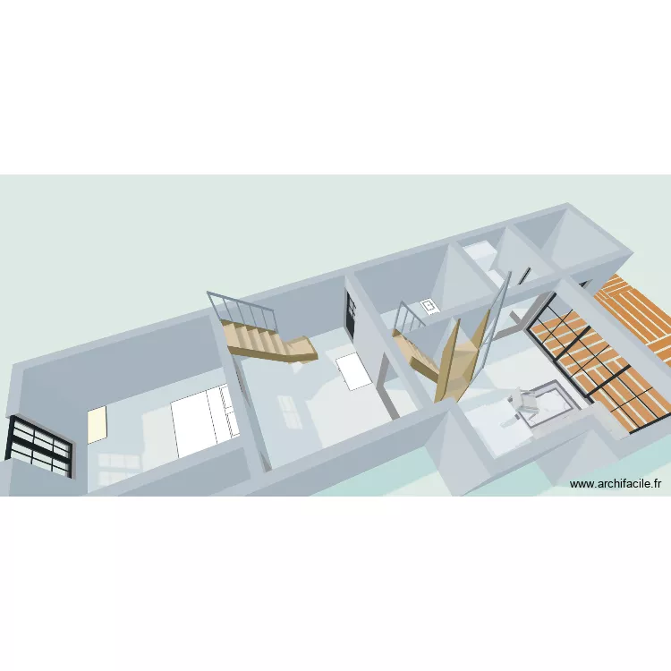 Maison actuelle cuisine chg. Plan de 7  et 67 m²