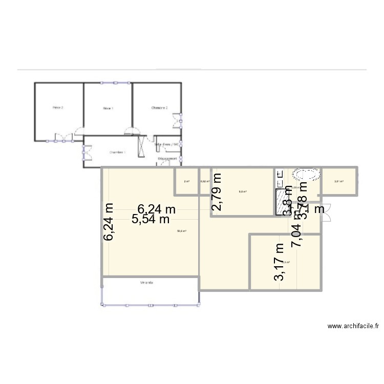 origine2. Plan de 7 pièces et 85 m2
