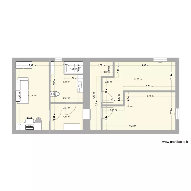 maison Romagne étage essaie 1. Plan de 5 et 53 m² maison Romagne étage essaie 1. Plan de 5 et 53 m²