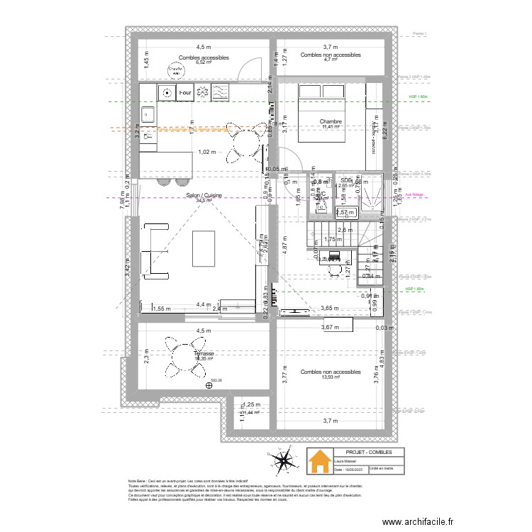 Viuz- Combles - Projet v2. Plan de 12 pièces et 100 m2