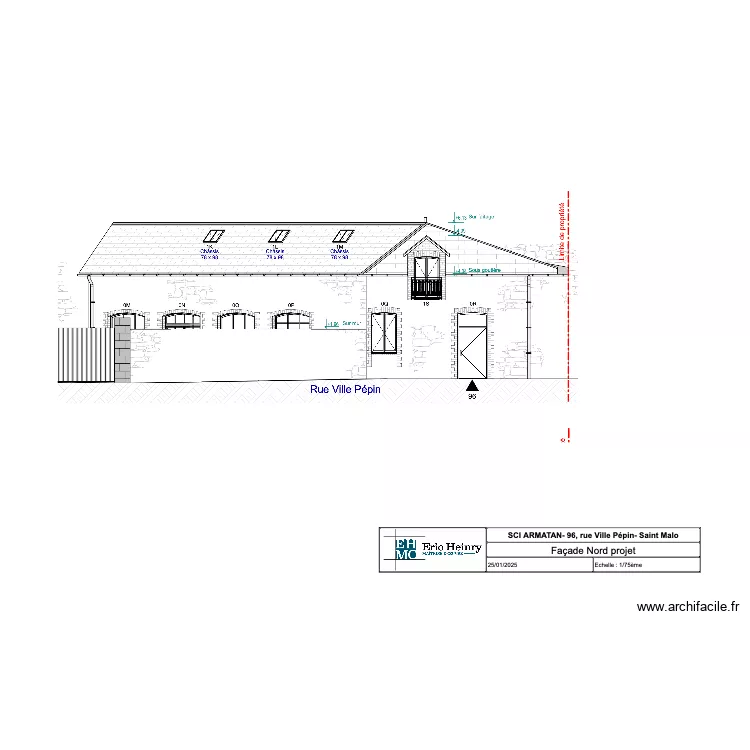 Fa&ccedil;ade Nord projet  SCIArmatan. Plan de 