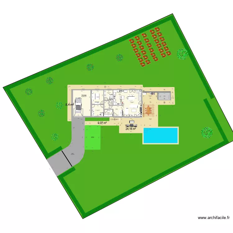 Cambremer maison et jardin. Plan de 29 et 456 m² Cambremer maison et jardin. Plan de 29 et 456 m²