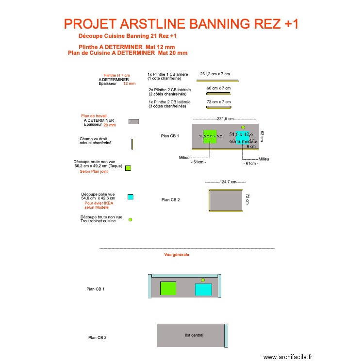 Projet Cuisine Rez +1 Banning 21. Plan de 0 pièce et 0 m2