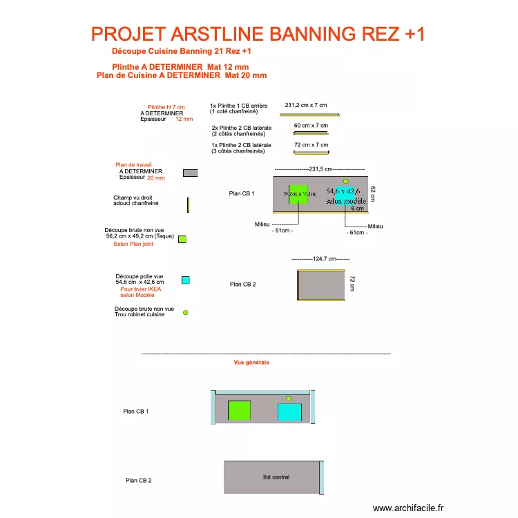 Projet Cuisine Rez +1 Banning 21. Plan de 0 pièce et 0 m2
