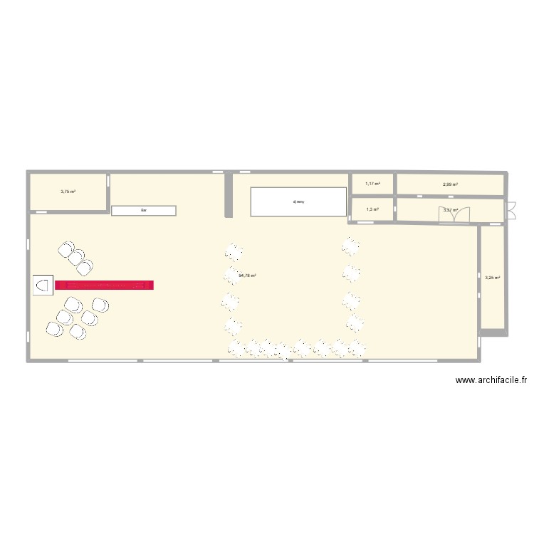mariage. Plan de 7 pièces et 111 m2