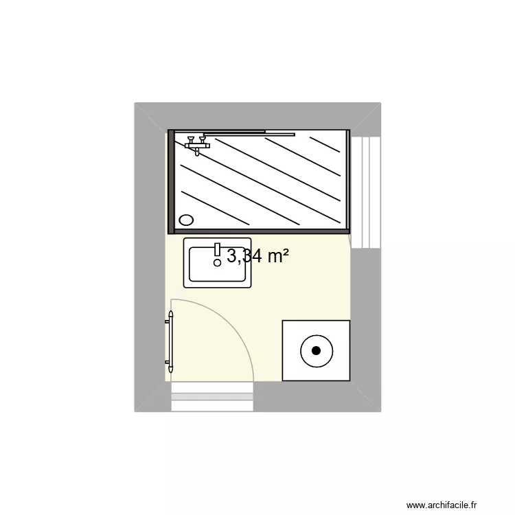 Plan Oostende Sdb. Plan de 1 pièce et 3 m²