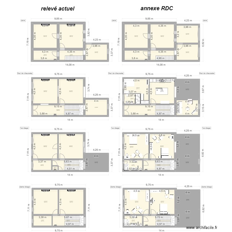 maison maman général annexe cave et RDC. Plan de 50 pièces et 580 m2