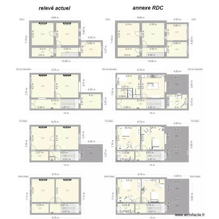 maison maman g&eacute;n&eacute;ral annexe cave et RDC. Plan de 